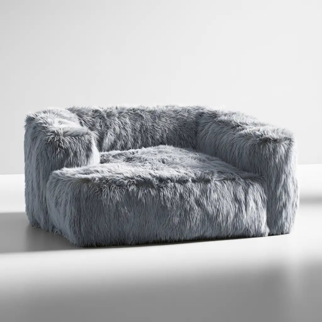 Pouf a sacco dal profilo contemporaneo, grigio, per la casa